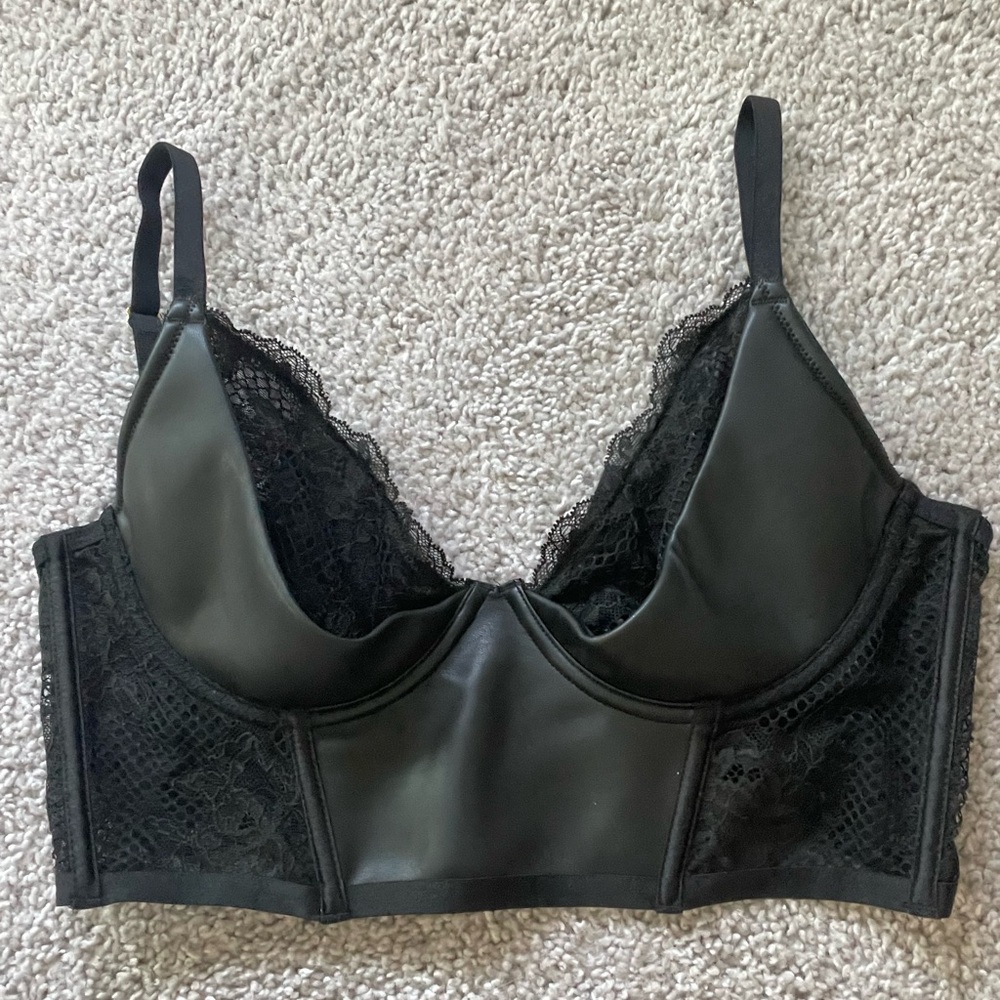 Victoria Secret Leather Bra Top Size 34D